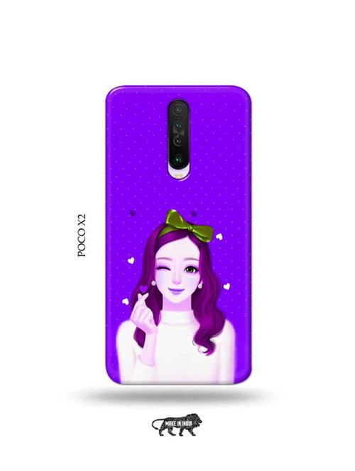 lovely girl purple back cover compatible with poco x2 - 19078670 - Very Small Image - 1