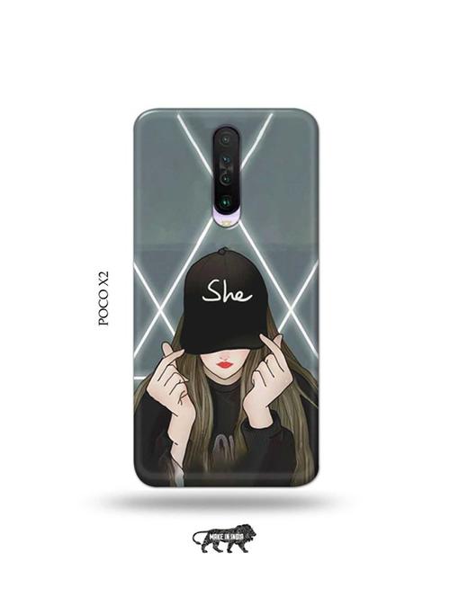 tweakymod designer printed hard case | she cap back cover compatible with poco x2 - 19078686 - Very Small Image - 1