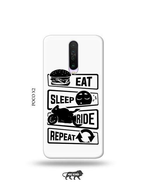 tweakymod designer printed hard case | eat sleep ride repeat back cover compatible with poco x2 - 19078793 - Very Small Image - 1