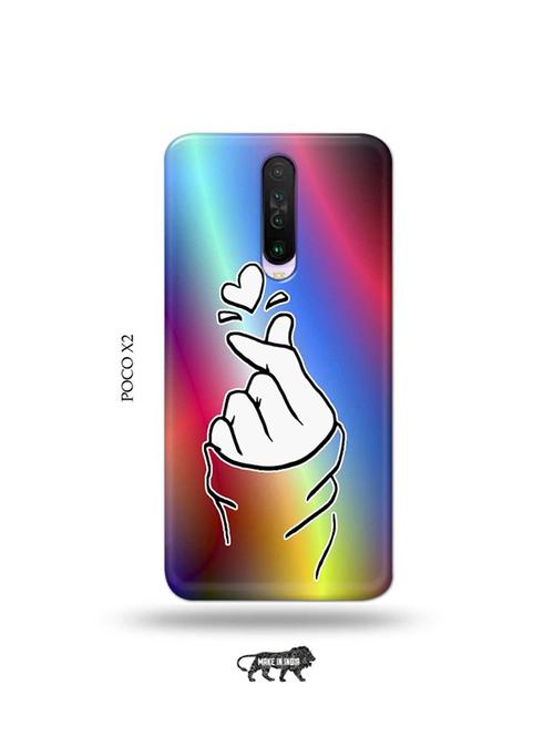 tweakymod designer printed hard case | korean heart gesture multicolour back cover compatible with poco x2 - 19078852 - Very Small Image - 1
