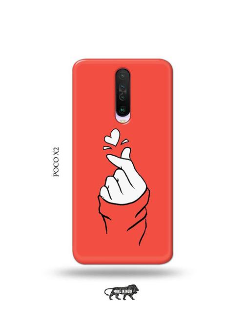 tweakymod designer printed hard case | korean heart gesture pink back cover compatible with poco x2 - 19078854 - Very Small Image - 1