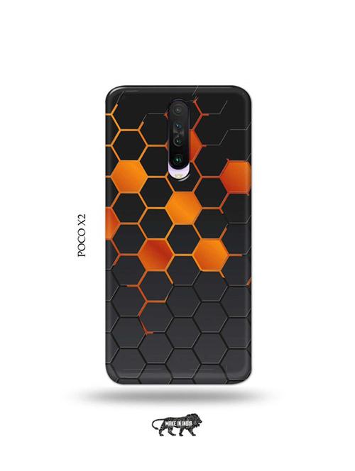 tweakymod designer printed hard case | orange honey combs back cover compatible with poco x2 - 19078925 - Very Small Image - 1