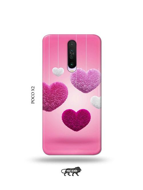 tweakymod designer printed hard case | pink hearts back cover compatible with poco x2 - 19079001 - Very Small Image - 1