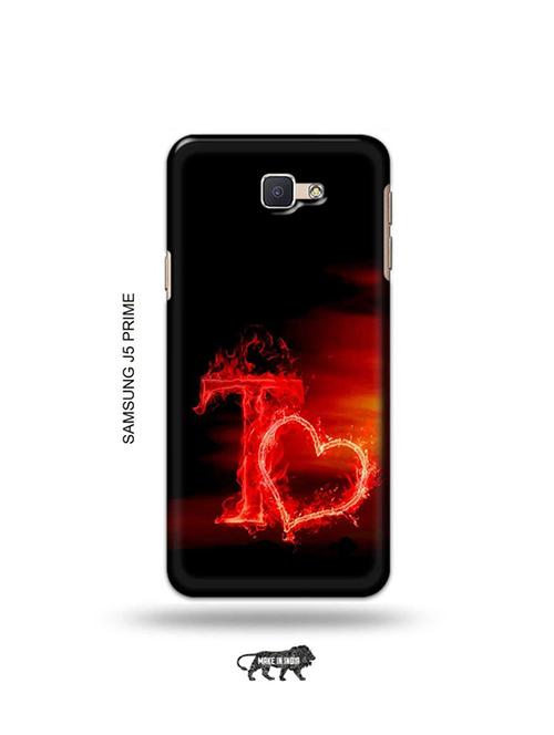 tweakymod designer printed hard case | fire heart letter t back cover compatible with samsung j5 prime - 19079194 - Very Small Image - 1