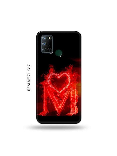tweakymod designer printed hard case | fire heart letter m back cover compatible with realme 7i, realme c17 - 19079809 - Very Small Image - 1