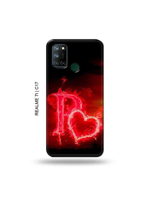 tweakymod designer printed hard case | fire heart letter p back cover compatible with realme 7i, realme c17 - 19079812 - Very Small Image - 1