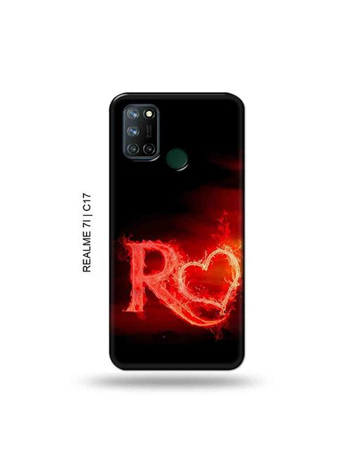 tweakymod designer printed hard case | fire heart letter r back cover compatible with realme 7i, realme c17 - 19079814 - Very Small Image - 1