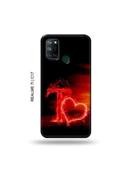 tweakymod designer printed hard case | fire heart letter t back cover compatible with realme 7i, realme c17 - 19079816 - Very Small Image - 1