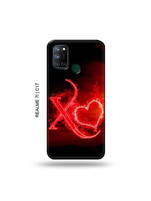 tweakymod designer printed hard case | fire heart letter x back cover compatible with realme 7i, realme c17 - 19079820 - Very Small Image - 1