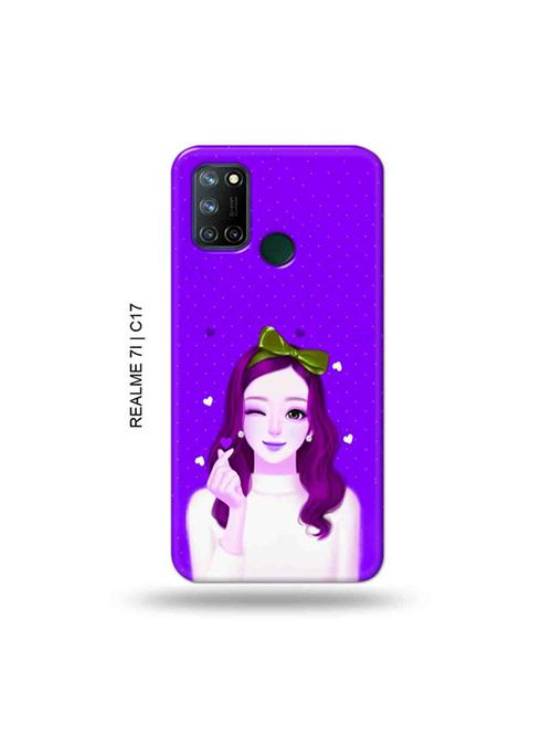 tweakymod designer printed hard case | lovely girl purple back cover compatible with realme 7i, realme c17 - 19079866 - Very Small Image - 1