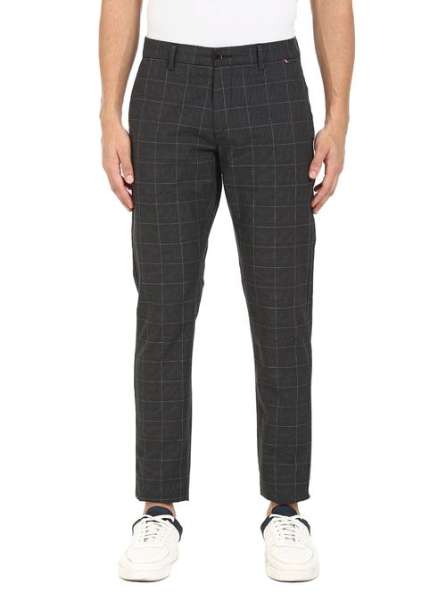 grey cotton flat front casual trousers - 19080650 - Very Small Image - 1