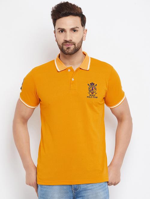 yellow solid short sleeve polo t-shirt - 19082070 - Very Small Image - 1