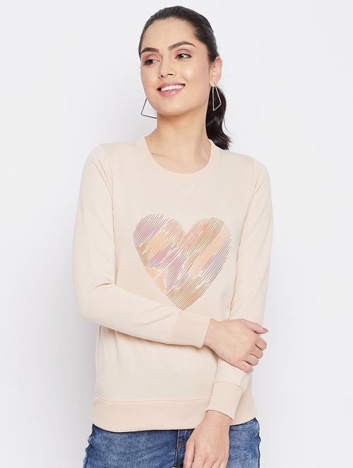 beige coloured printed sweatshirt - 19082138 - Very Small Image - 1