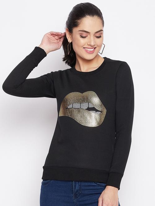 black coloured printed sweatshirt - 19082141 - Very Small Image - 1