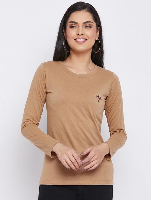 brown coloured printed regular tee - 19082203 - Very Small Image - 1