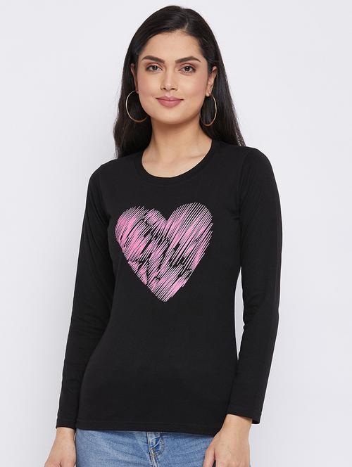 black coloured printed regular tee - 19082234 - Very Small Image - 1