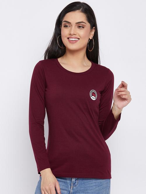 maroon coloured printed regular tee - 19082382 - Very Small Image - 1