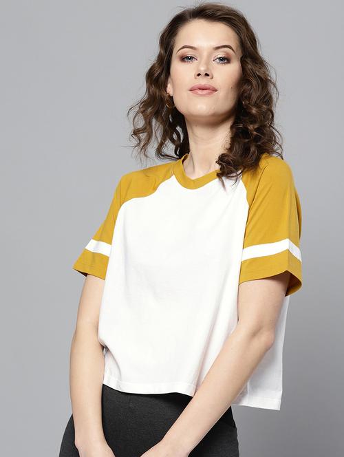 yellow cotton blend regular tee - 19083656 - Very Small Image - 1