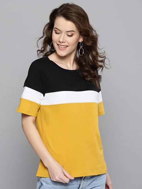 yellow cotton blend regular tee - 19083713 - Very Small Image - 1