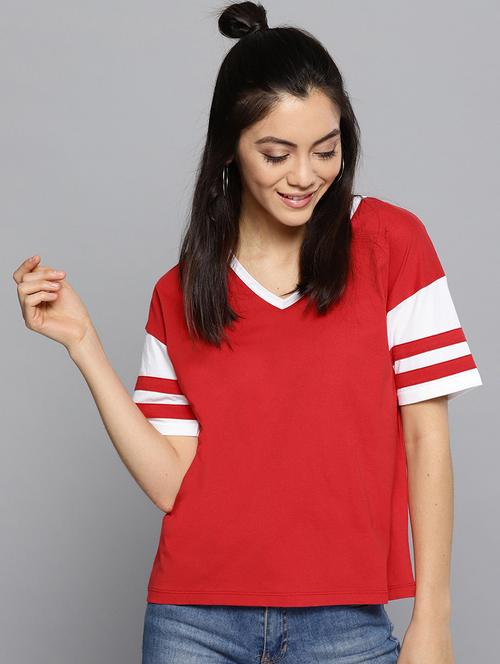 red cotton blend regular tee - 19083729 - Very Small Image - 1