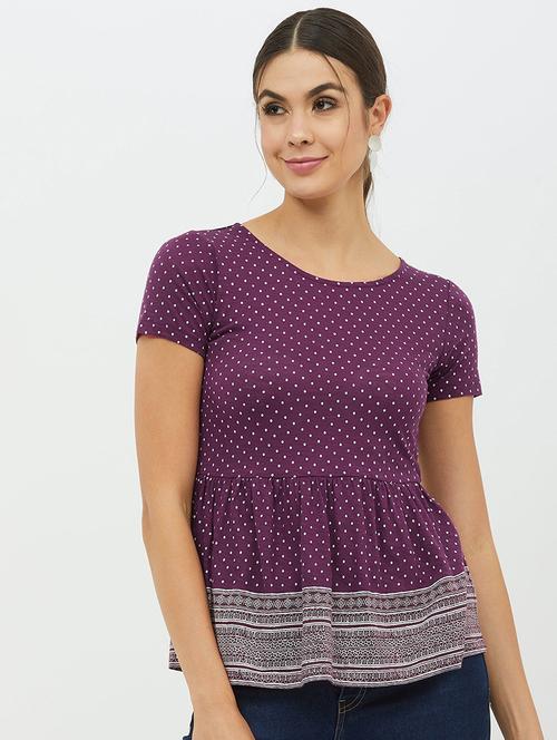 women's peplum round neck top - 19083745 - Very Small Image - 1
