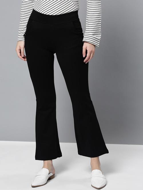 black mid rise solid trouser - 19083893 - Very Small Image - 1