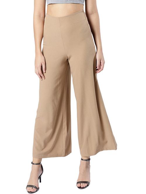 beige mid rise solid trouser - 19083902 - Very Small Image - 1