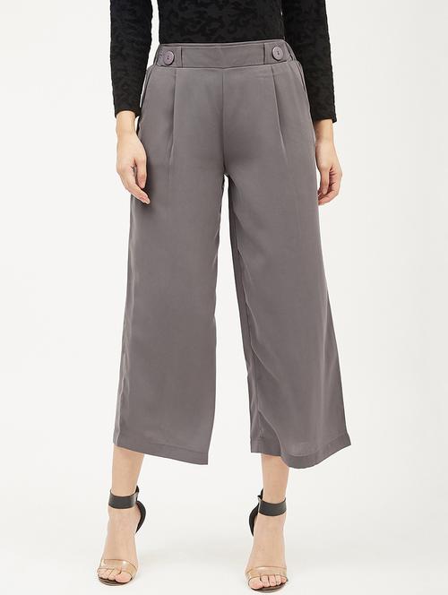 grey mid rise solid trouser - 19083935 - Very Small Image - 1