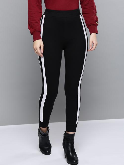 black mid rise striped trouser - 19083952 - Very Small Image - 1