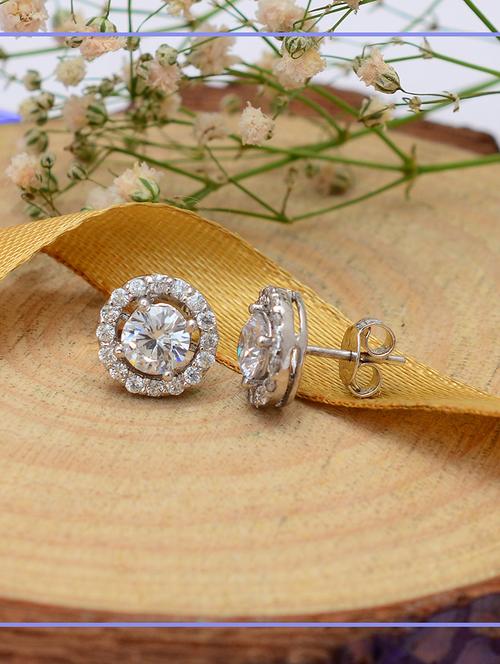 silver plated stud earring - 19085353 - Very Small Image - 1