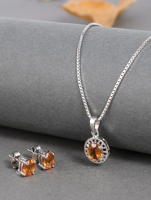 silver plated stone embellished pendant - 19085396 - Very Small Image - 1