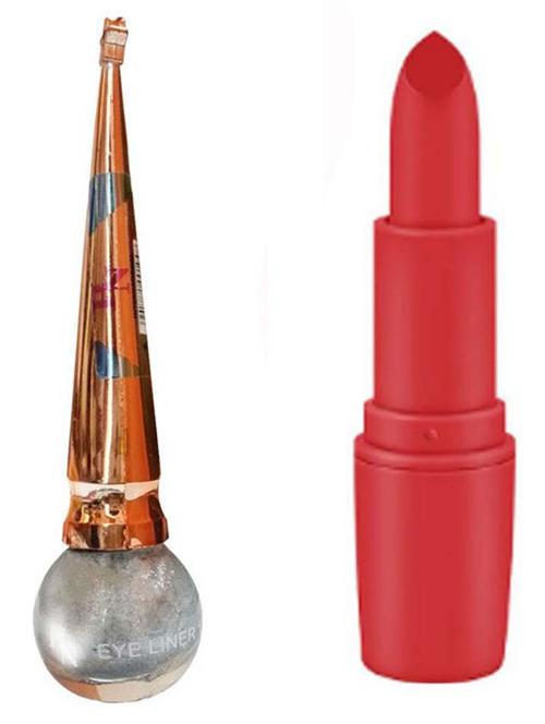 shimmer waterproof silver eyeliner & red matte lipstick - 19085727 - Very Small Image - 1
