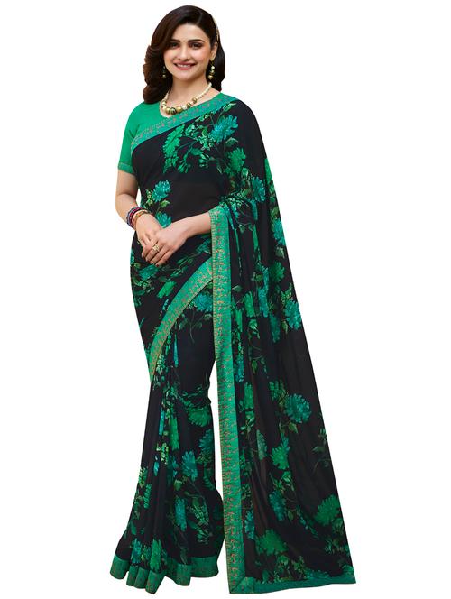 floral printed saree with blouse - 19086502 - Very Small Image - 1