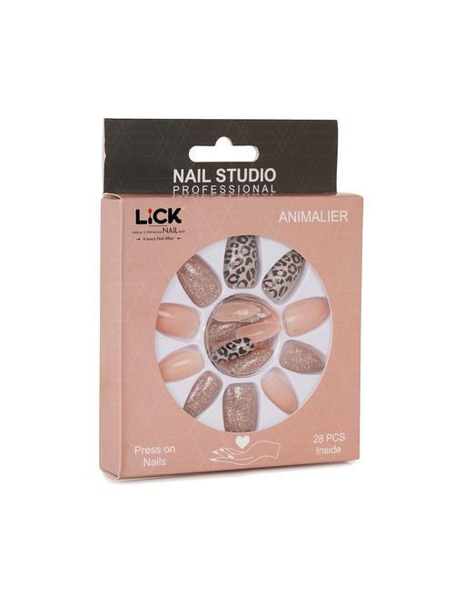 lick 28 pcs nude artificial reusable acrylic press on nails - 19086930 - Very Small Image - 1