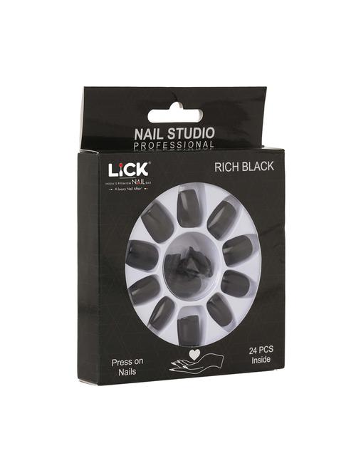 lick 24 pcs black fake/false acrylic reusable press on nails - 19086936 - Very Small Image - 1