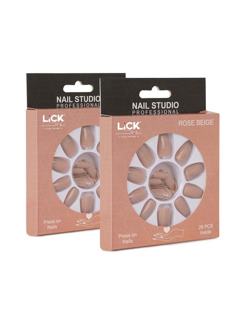 pack of 2 lick beige artificial fake/false press on nails - 19086948 - Very Small Image - 1
