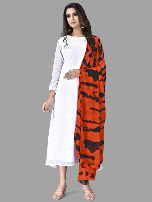 white georgette kurta dupatta set - 19087172 - Very Small Image - 1