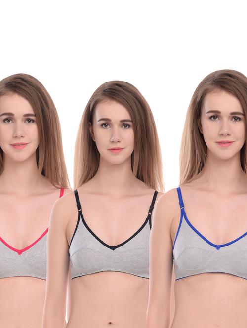 pack of 3 multi colored solid t-shirt bra - 19087300 - Very Small Image - 1