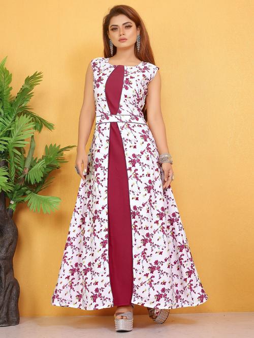 red floral flared gown - 19087617 - Very Small Image - 1