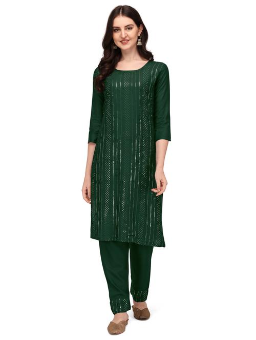 green rayon kurta pant set - 19087752 - Very Small Image - 1