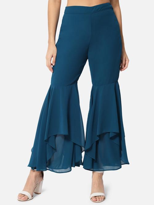 high rise ruffled hem palazzo - 19087765 - Very Small Image - 1