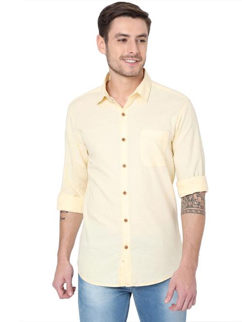 yellow cotton linen casual shirt - 19088083 - Very Small Image - 1