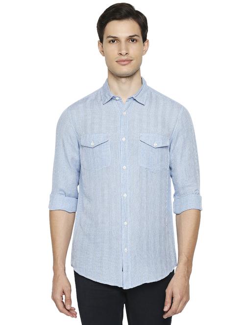 blue cotton casual shirt - 19088127 - Very Small Image - 1