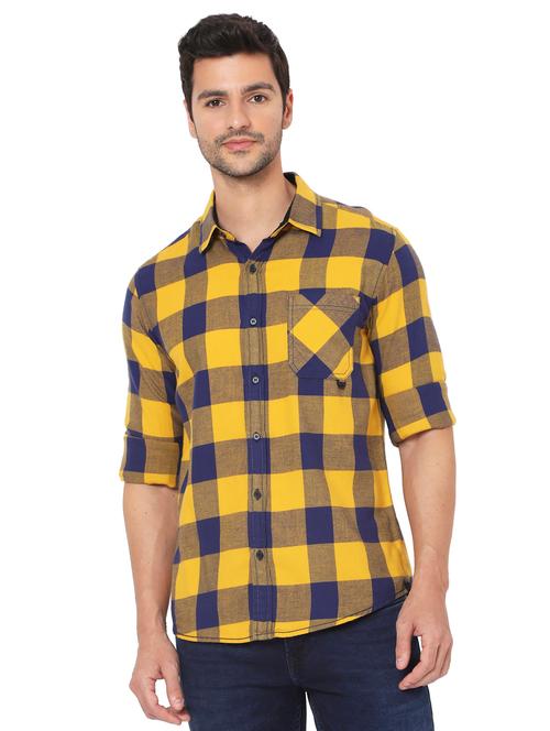 yellow checkered long sleeve shirt - 19088153 - Very Small Image - 1