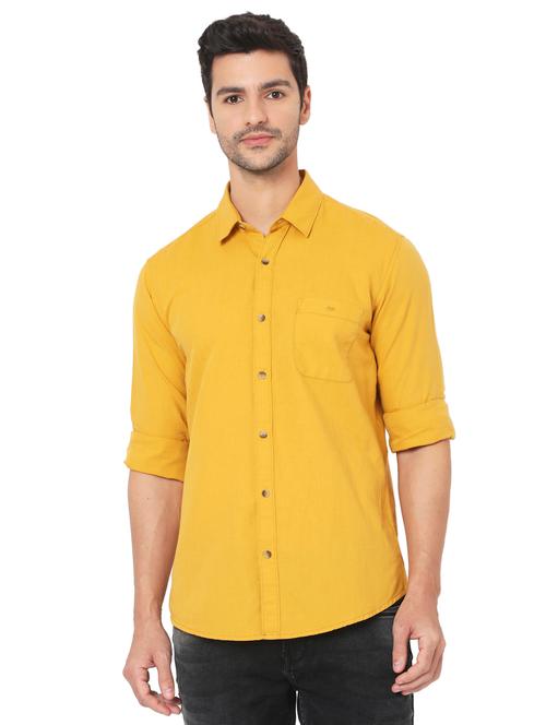 yellow cotton linen casual shirt - 19088170 - Very Small Image - 1