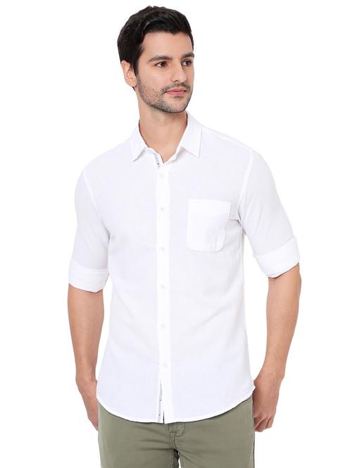 white cotton linen casual shirt - 19088172 - Very Small Image - 1