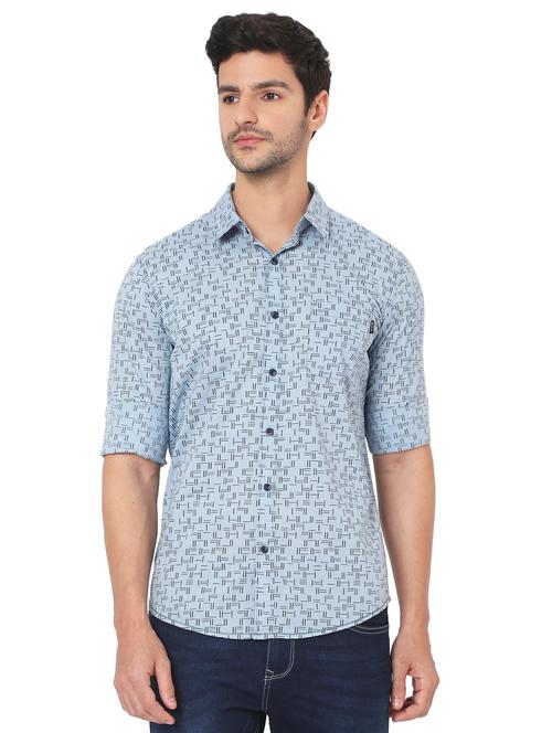 blue cotton casual shirt - 19088186 - Very Small Image - 1