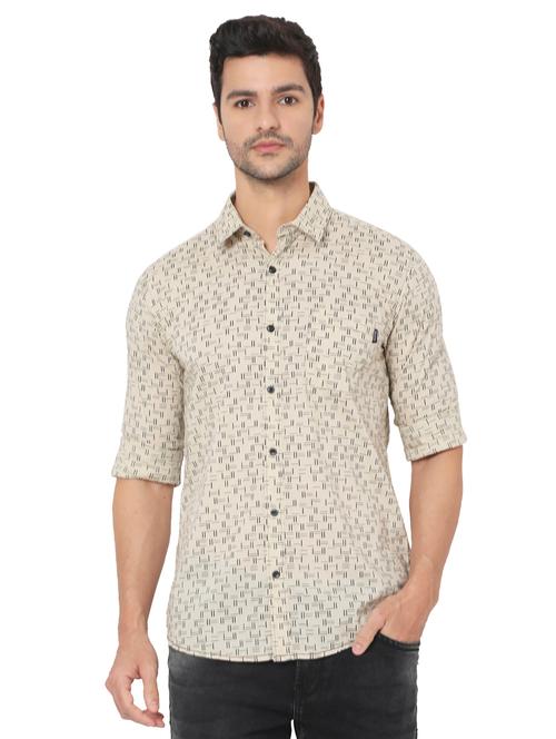 beige cotton casual shirt - 19088187 - Very Small Image - 1