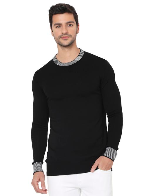 round neck solid pullover - 19088232 - Very Small Image - 1