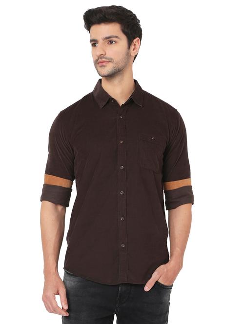 brown cotton casual shirt - 19088359 - Very Small Image - 1